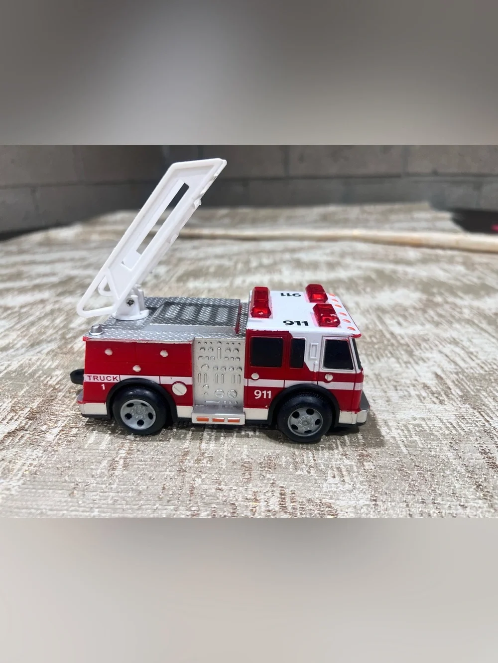 Maxx Action 911 Fire Truck Toy with Lights and Sounds Red Rescue Ladder Vehicle